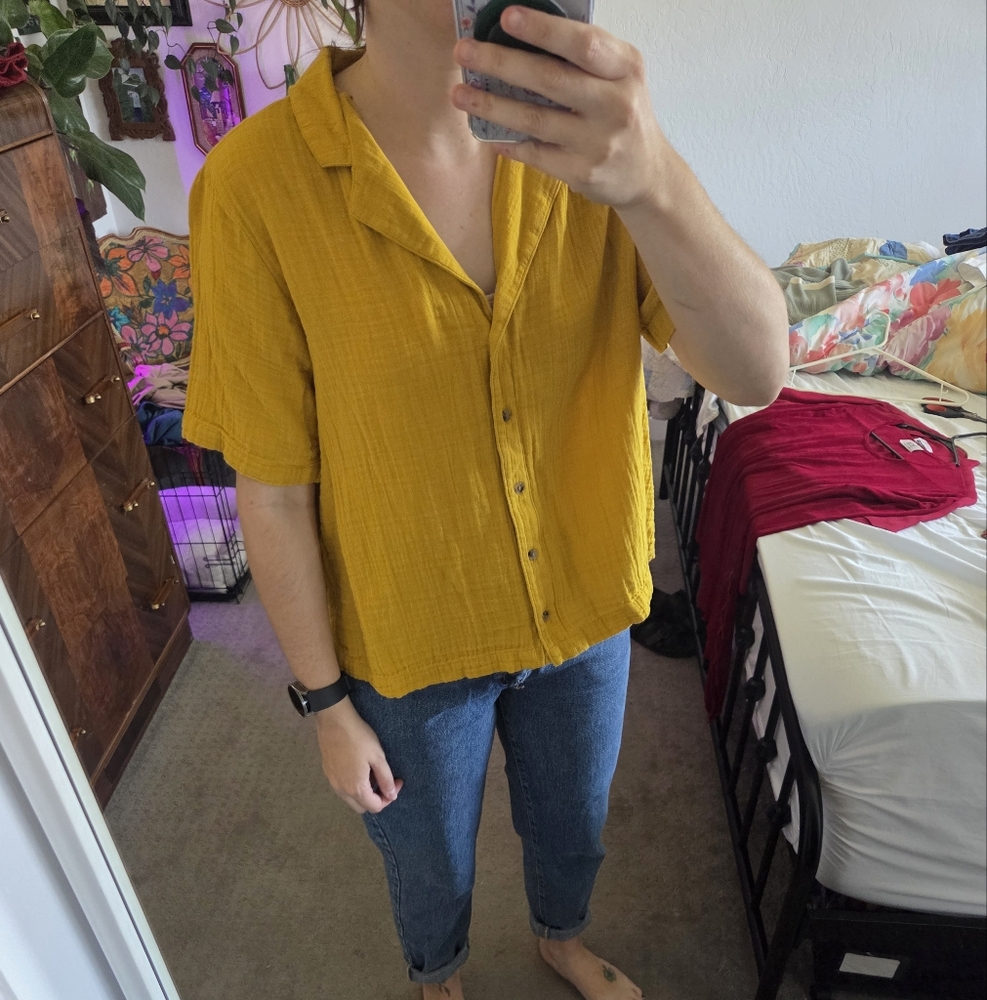 Old Navy Mustard Button-Down Shirt